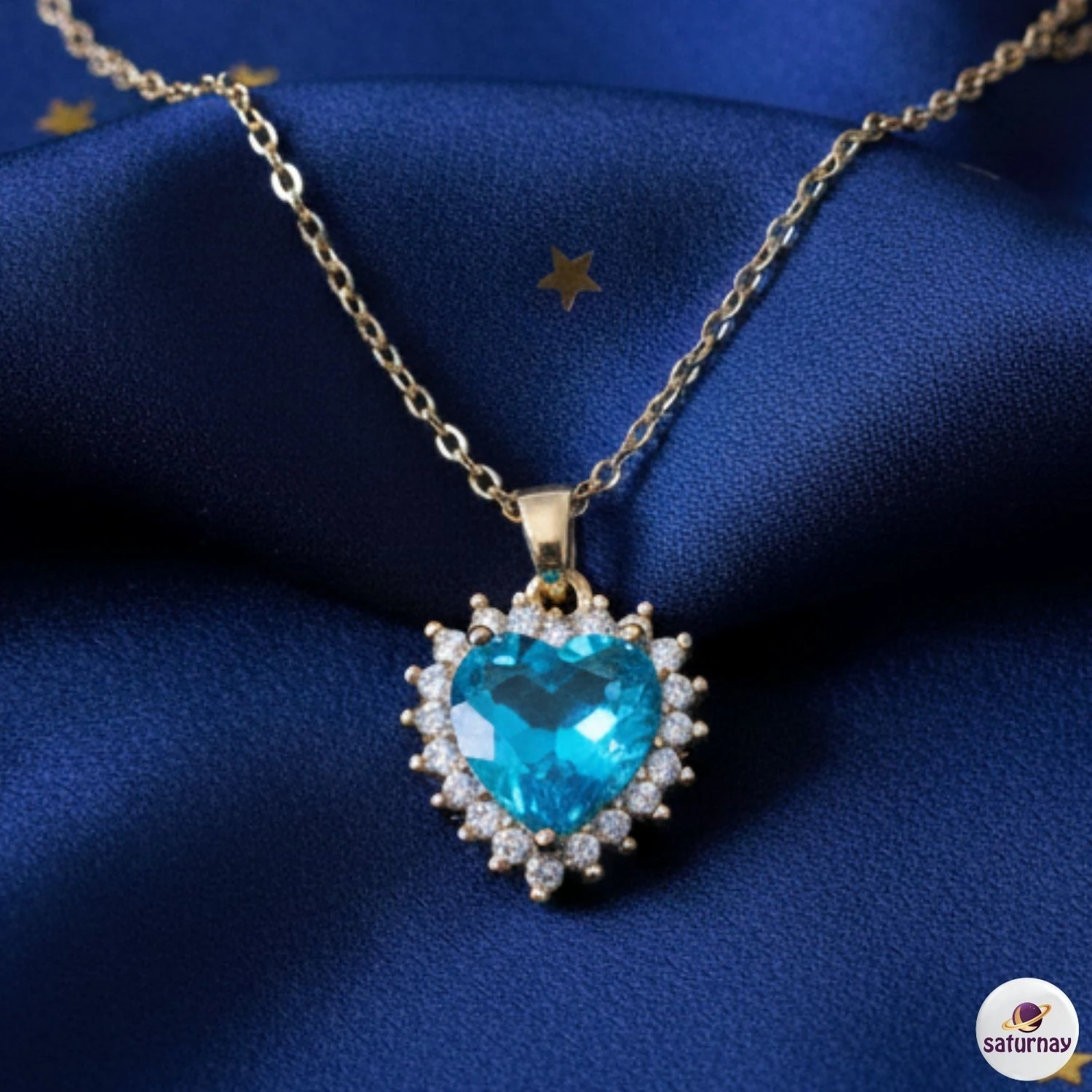 Okyanus Kalbi Gold Renk Çelik Kolye Paslanmaz Sevgiliye Hediye