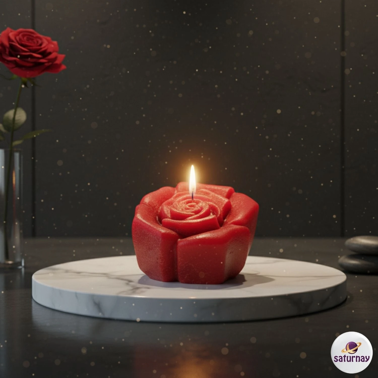 Gül Figürlü Renkli Kokulu Dekoratif Soya Parafin Mum Hediye