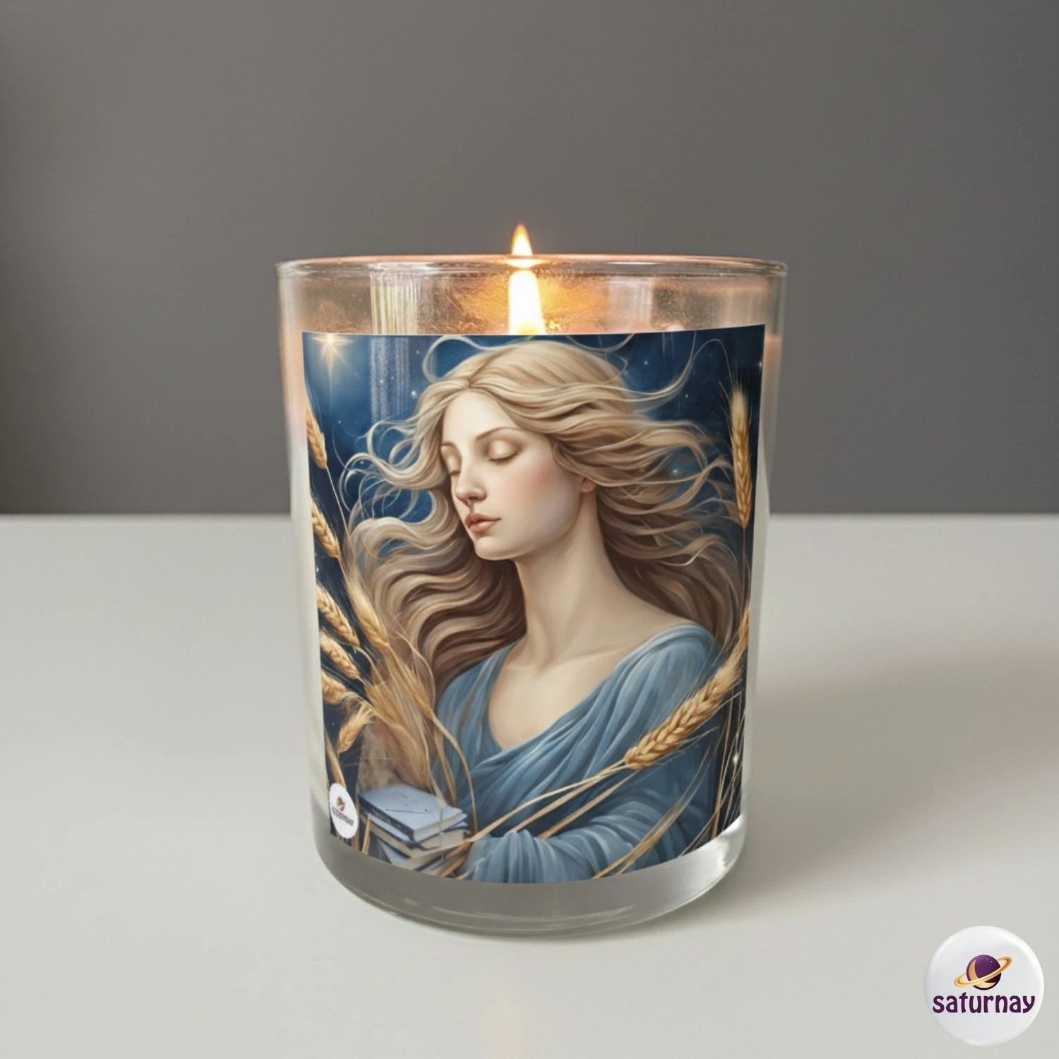 Astroloji Temalı Cam Bardak Mum Renkli Kokulu Dekoratif Soya Parafin Mum Hediye - Başak