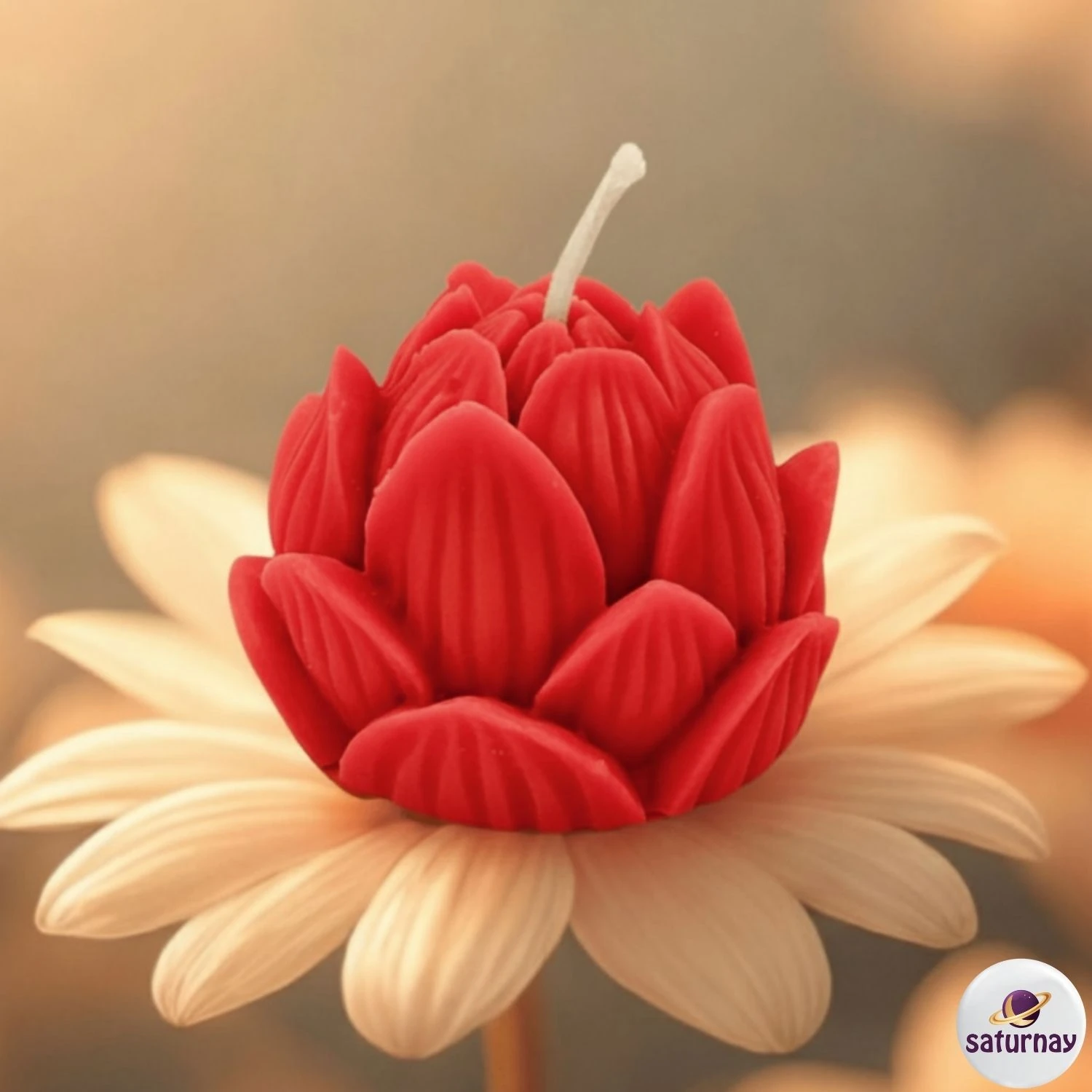 Lotus Çiçeği Figürlü Renkli Kokulu Dekoratif Soya Parafin Mum Hediye