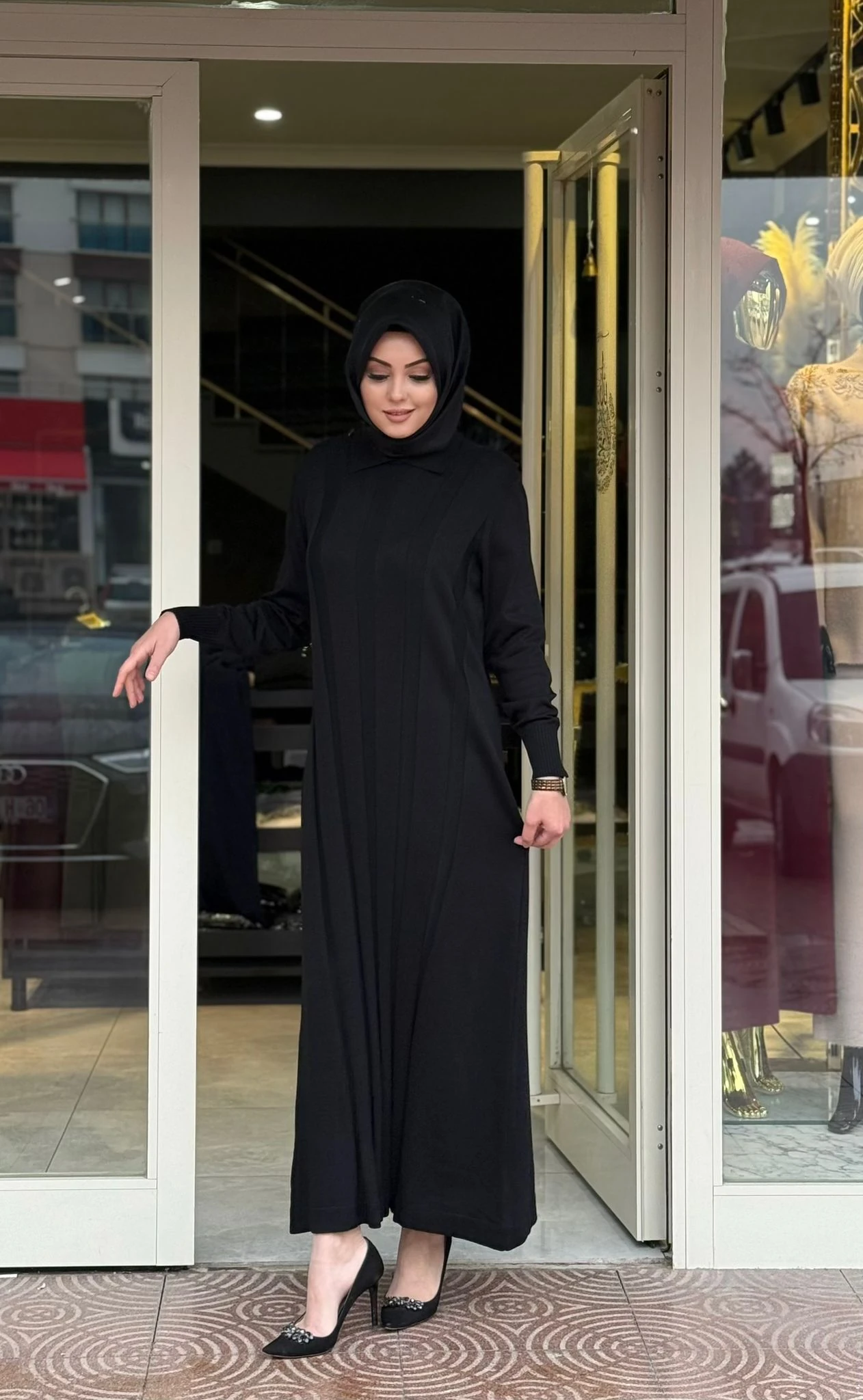 Kemerli Merserize Elbise 3565