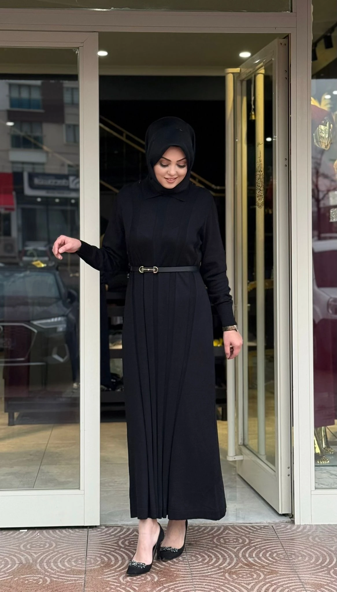 Kemerli Merserize Elbise 3565