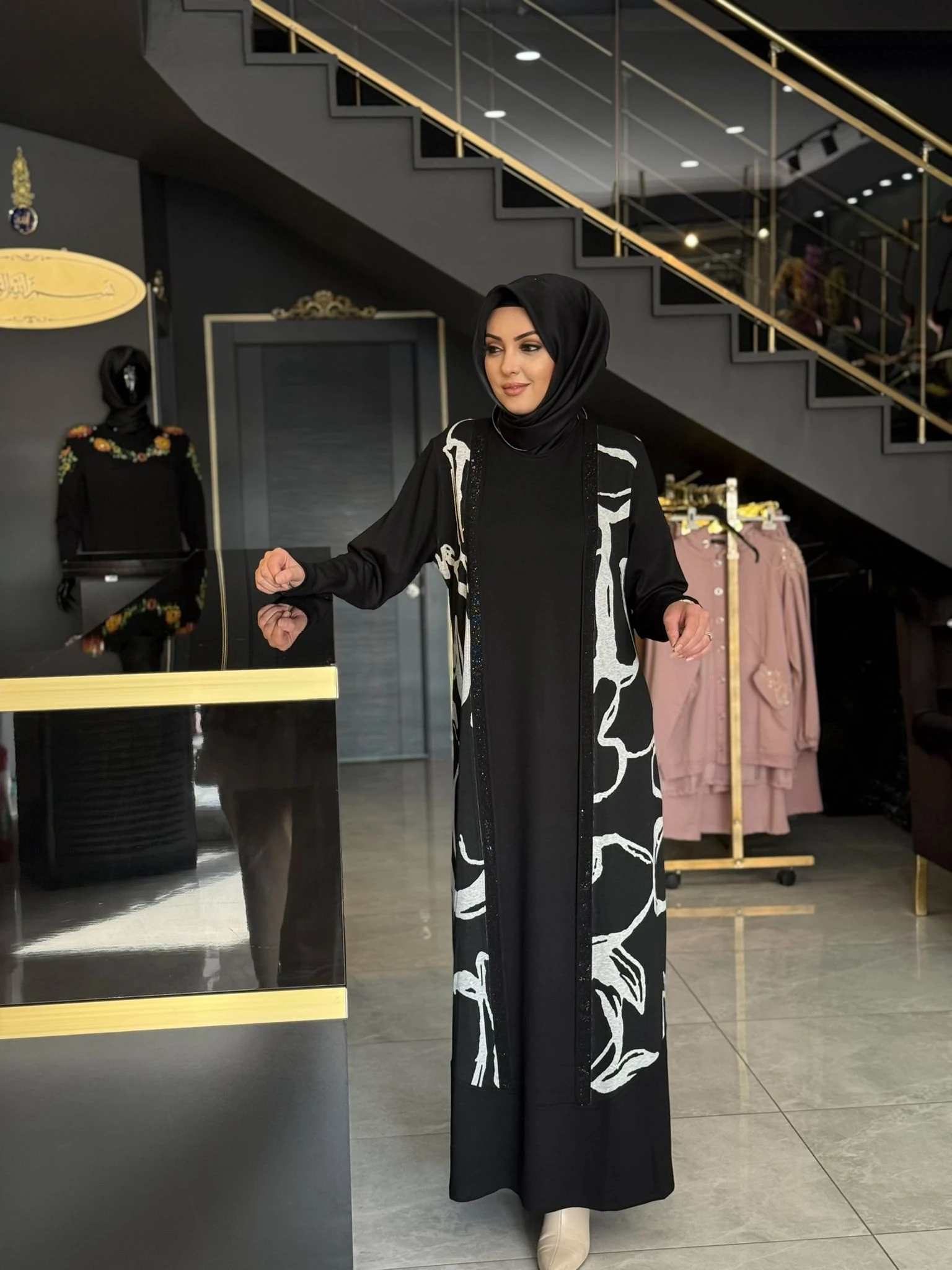 Çelik Örme Leopar Detaylı Elbise