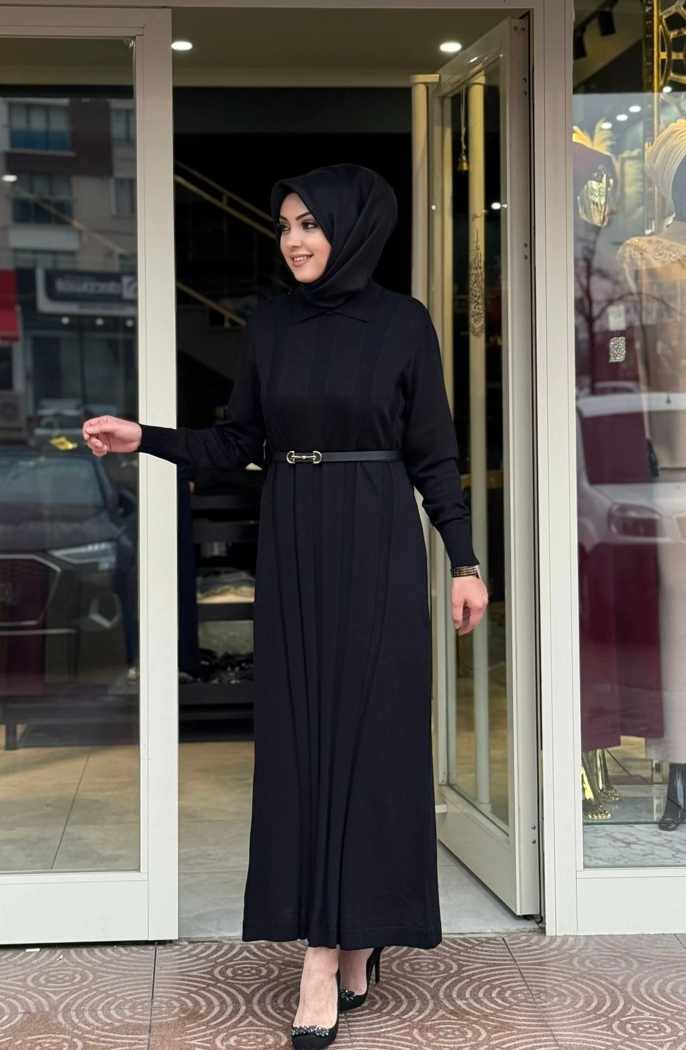 Kemerli Merserize Elbise 3565