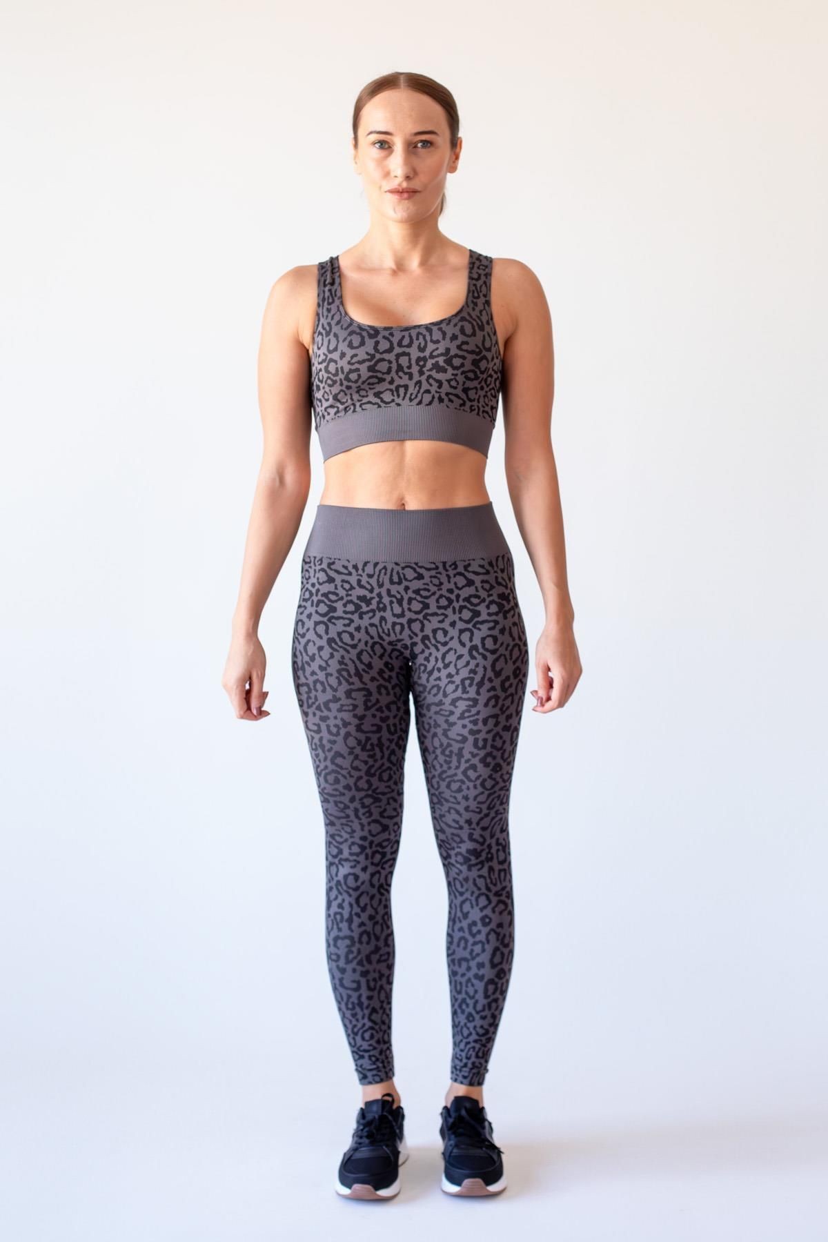 Seamless Leopar Günlük Crop Top, Büstiyer