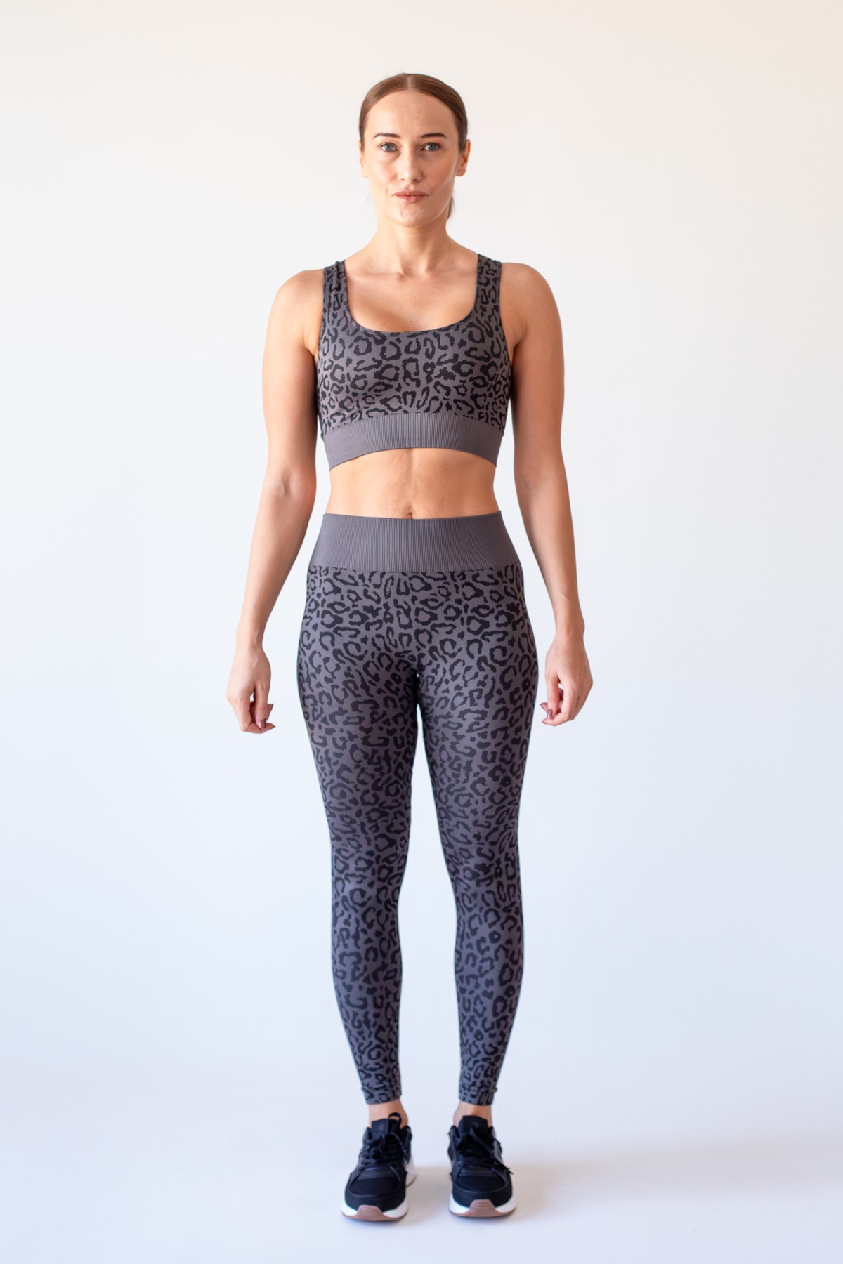 Seamless Leopar Desen Spor Takım