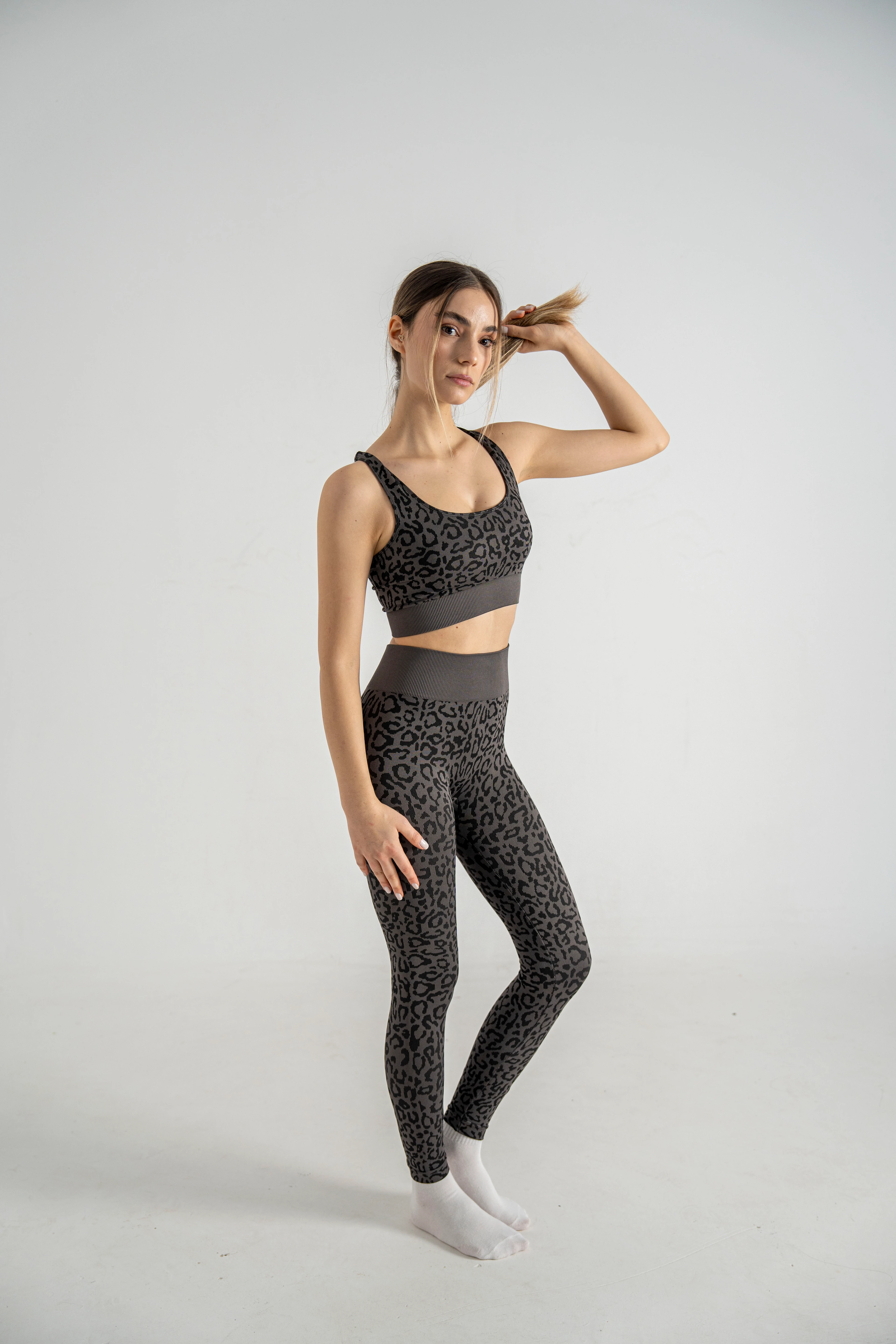 Seamless Leopar Toparlayıcı Tayt, Spor Tayt