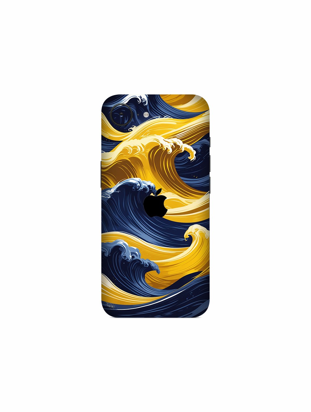 iPhone 16e Kaplama Sarı Lacivert Dalga