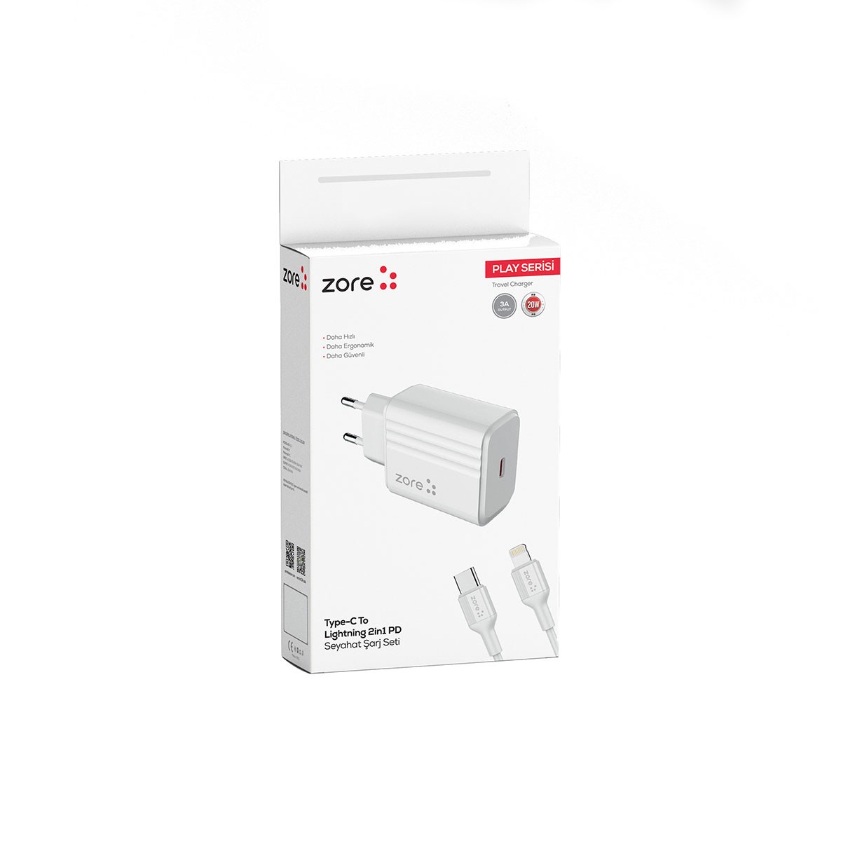 Play Serisi PL2 Type-C to Lightning 2in1 PD Seyahat Şarj Aleti 20W