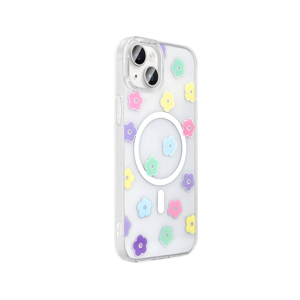 Apple iPhone 13 Kılıf M-Safe Şarj Özellikli Şeffaf Zore Folk Sert Kapak