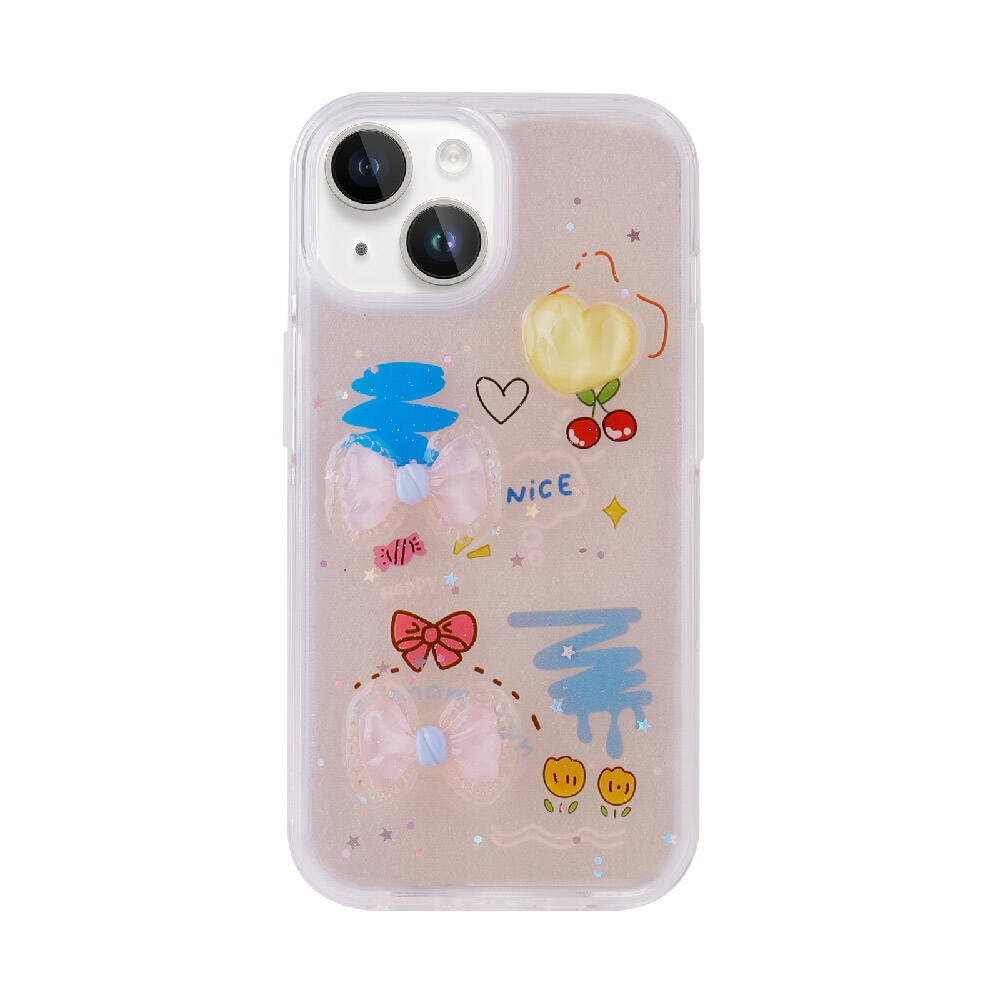 iPhone 15 Kılıf Kabartma Figürlü Parlak Minimini Silikon