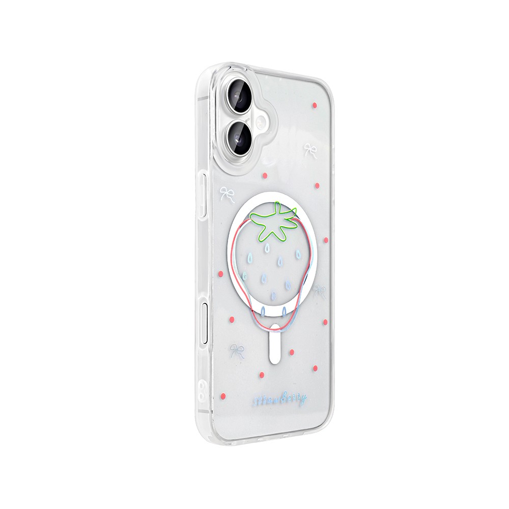 Apple iPhone 16 Kılıf M-Safe Şarj Özellikli Şeffaf Zore Folk Sert Kapak