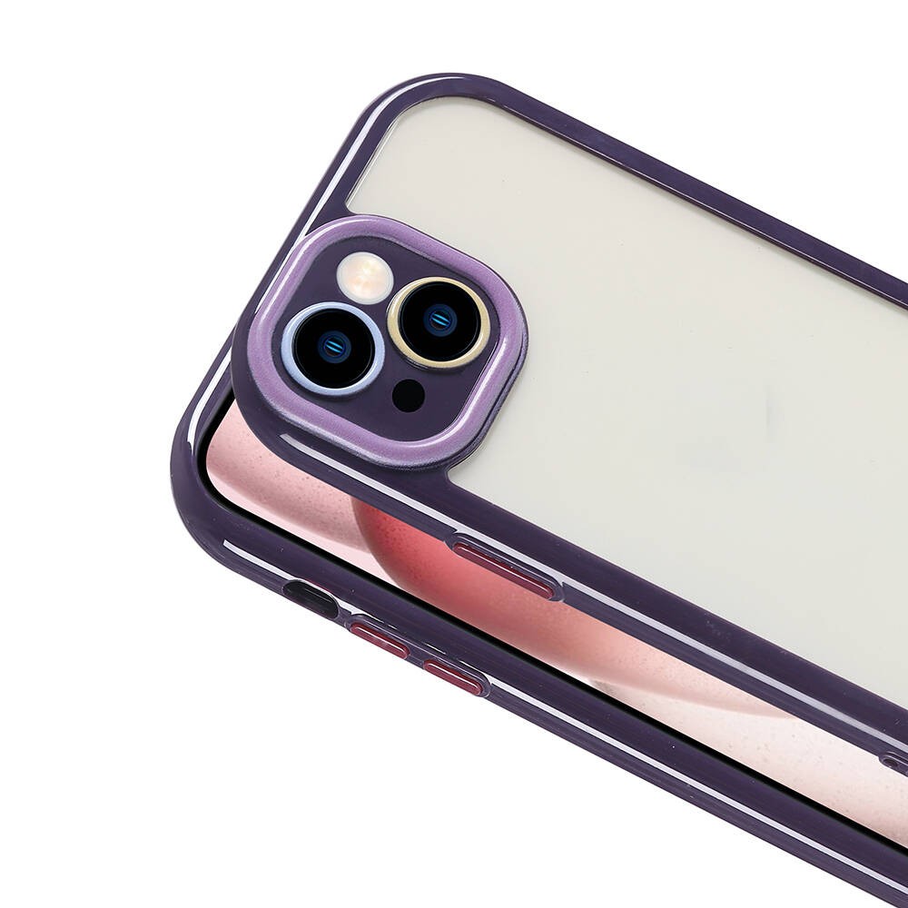 iPhone 15 Kılıf Kamera Korumalı Renkli Kenar ve Çerçeve Tasarımlı Vitamin