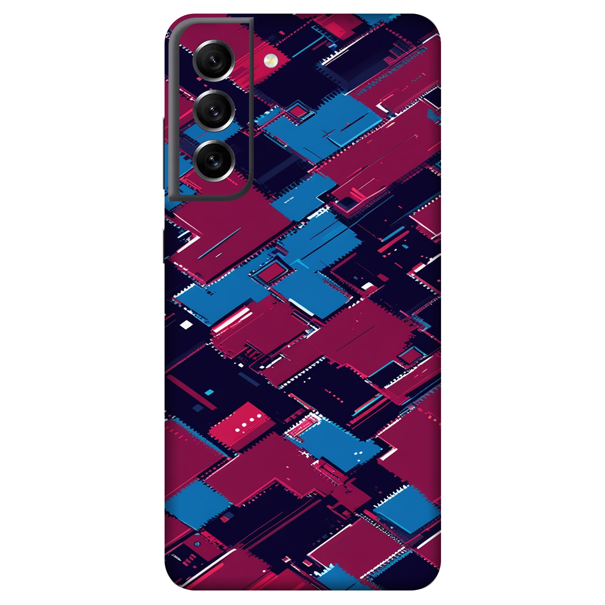 Samsung S21 FE Kaplama Bordo Mavi Pixel