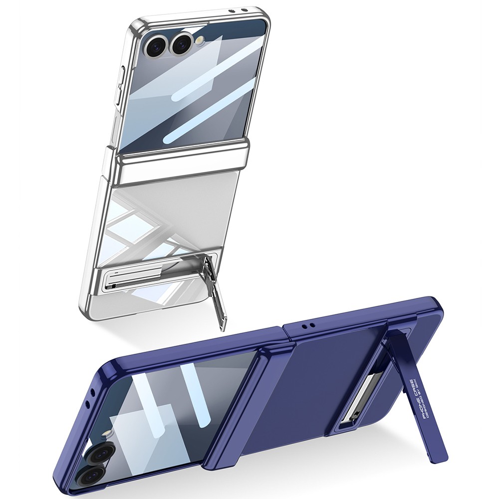 Galaxy Z Flip 7 Kılıf Kamera Korumalı Şeffaf Tasarımlı Zore Lego Standlı Kapak