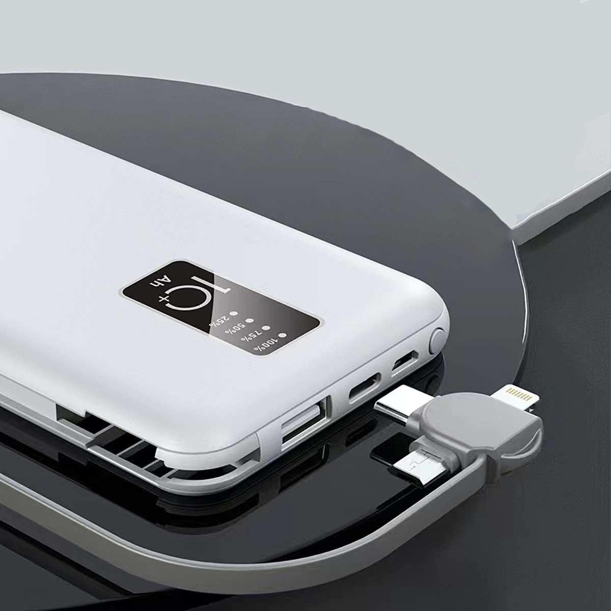 PW-05 Hızlı Şarj Led Göstergeli Micro Lightning Type-C Kablolu Taşınabilir Powerbank 10000mAh