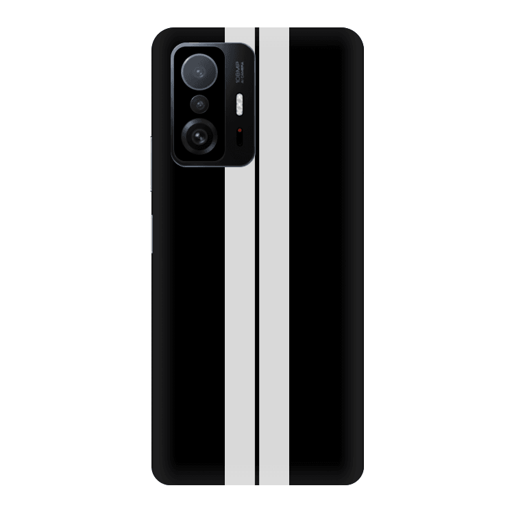Xiaomi Mi 11T / Mi 11T Pro Kaplama Siyah Çift Beyaz Şerit