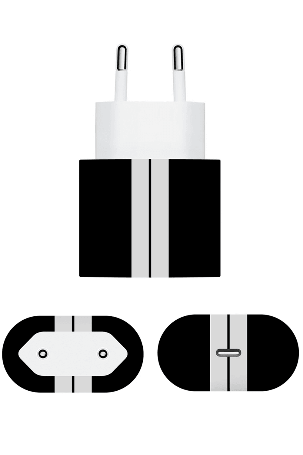 Apple 20w Şarj Aleti Kaplama Siyah Çift Beyaz Şerit