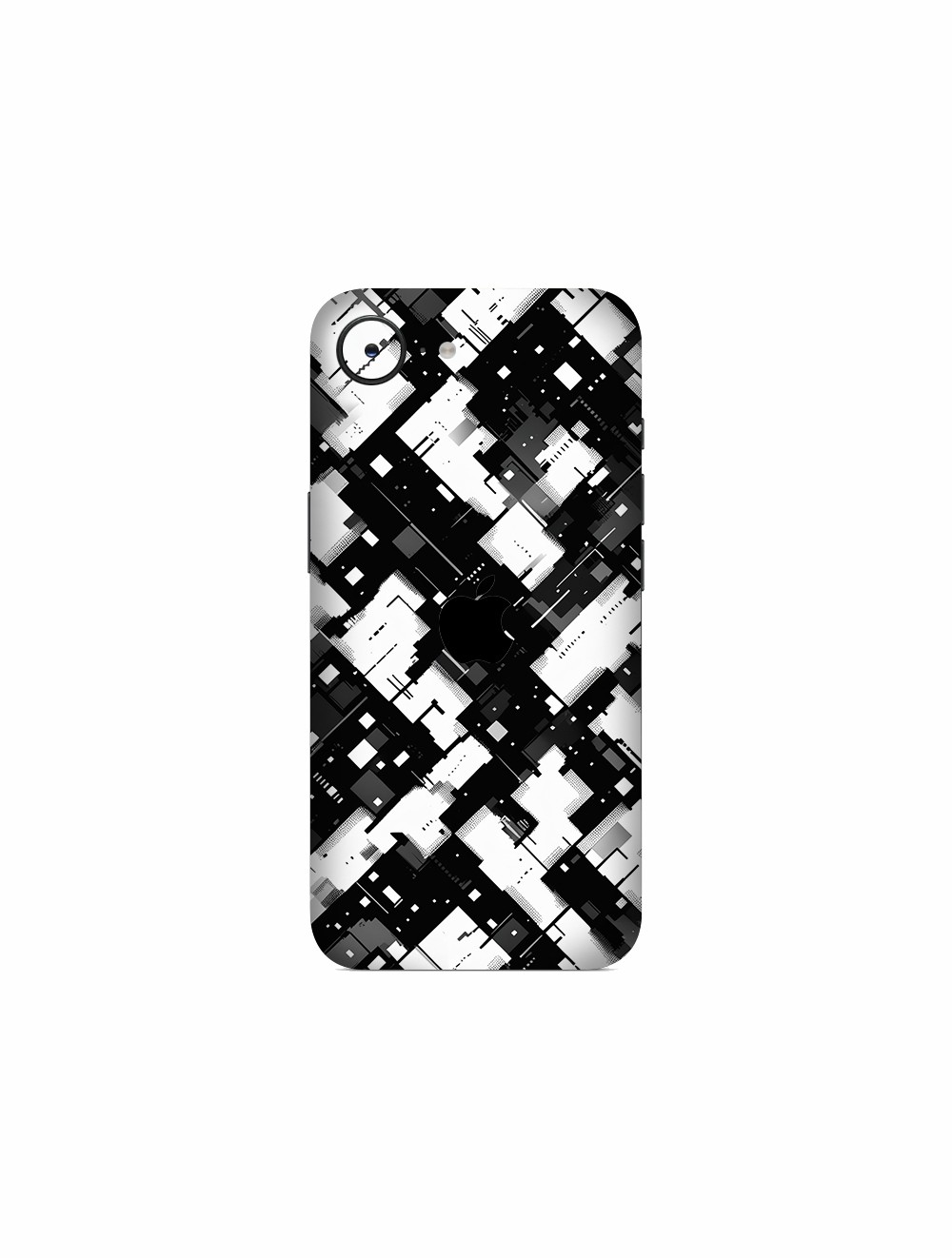 iPhone 16e Kaplama Siyah Beyaz Pixel
