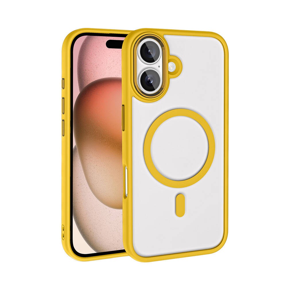 iPhone 16 Plus Kılıf Wireless Şarj Özellikli Krom M-safe Silikon