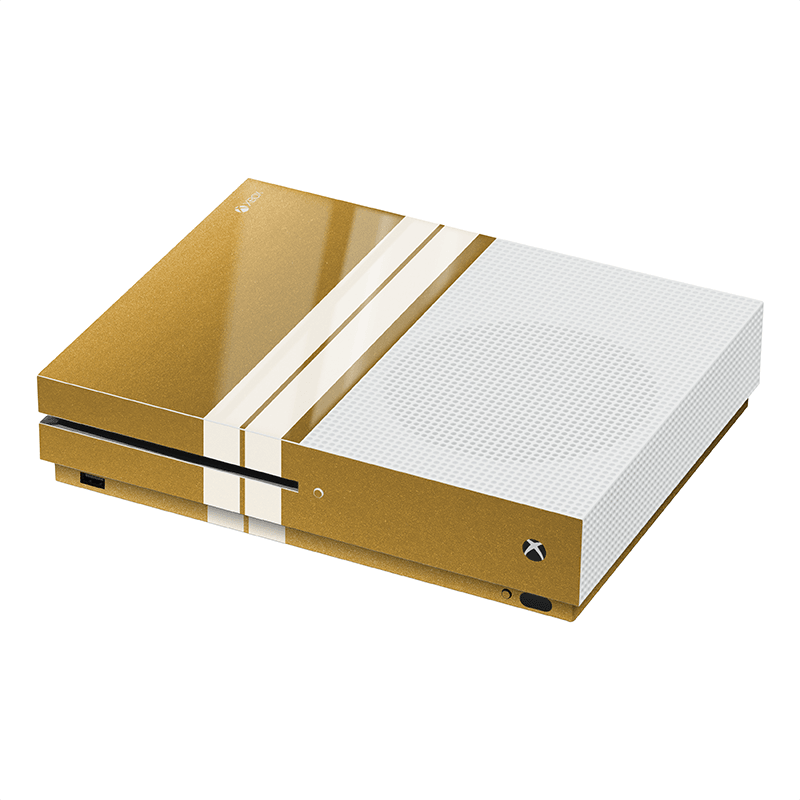 Xbox One S Kaplama Metalik Altın Çift Beyaz Şerit