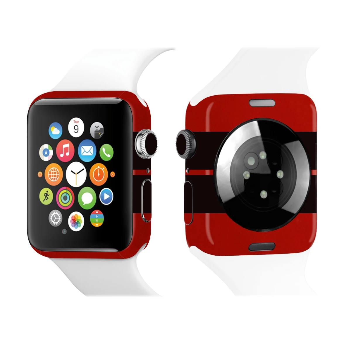 Apple Watch Kaplama Ateş Kırmızısı Çift Siyah Şerit