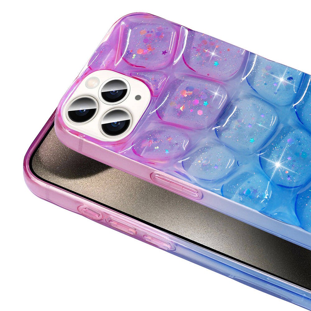 iPhone 15 Pro Kılıf Simli 3D Desenli Hacar