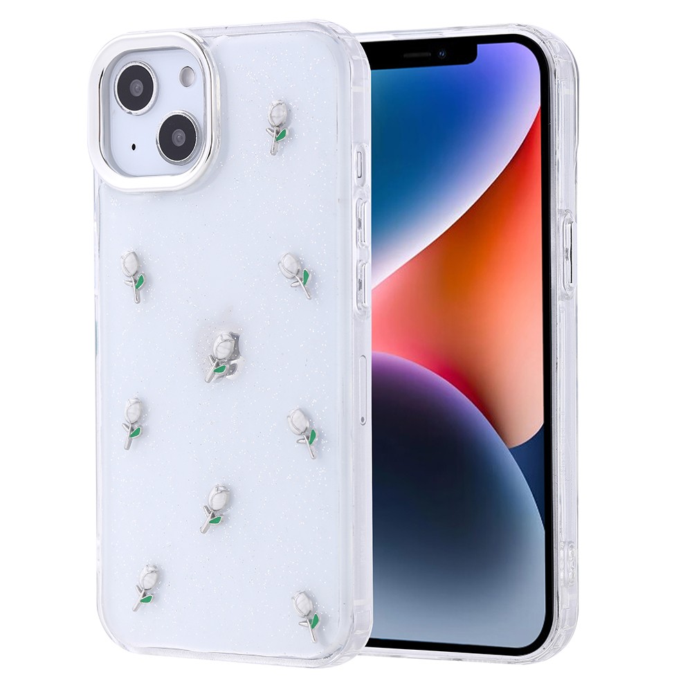 iPhone 14 Kılıf Airbag Tasarımlı Simli Şeffaf Kutup