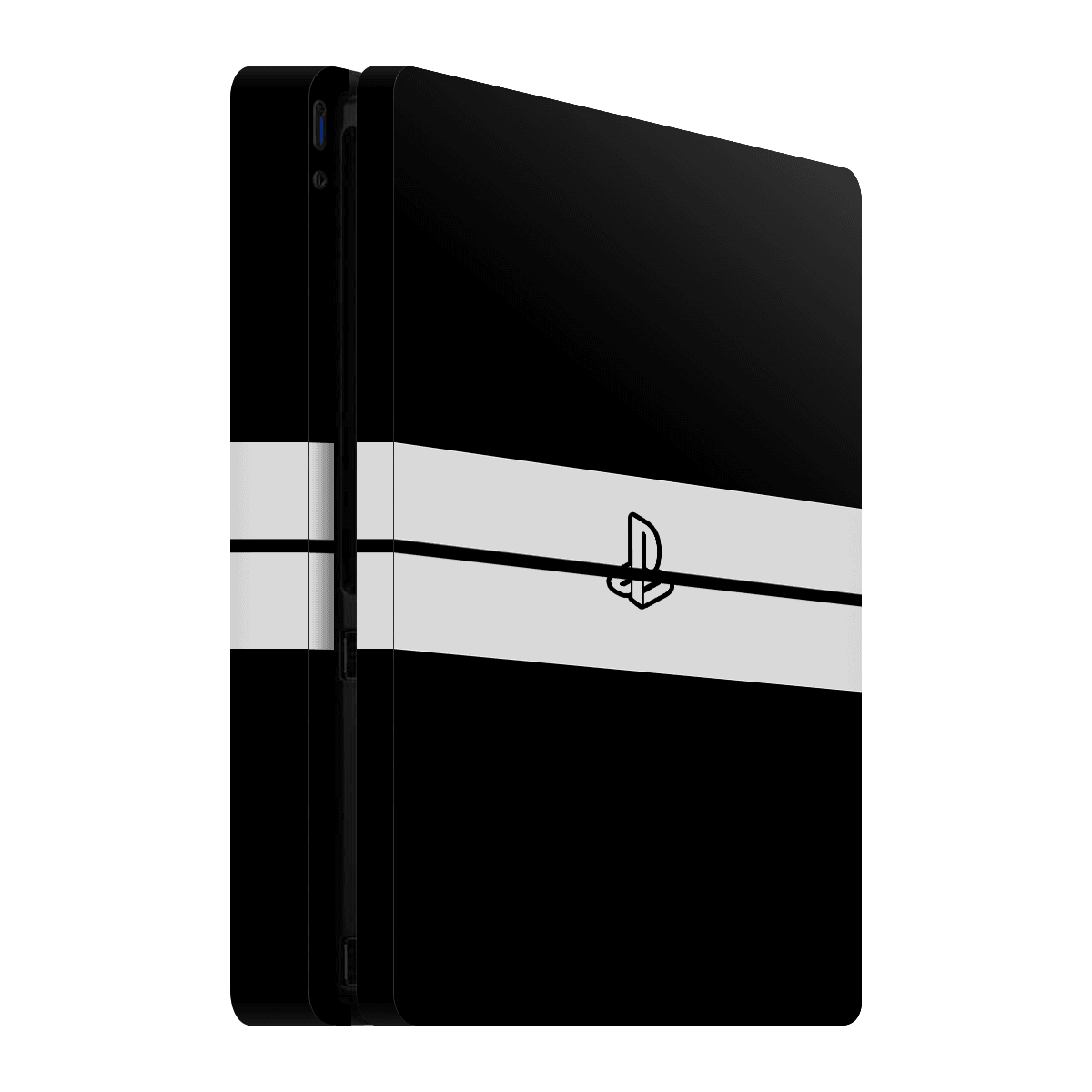 PlayStation 4 Slim Skin Two White Stripes on Black