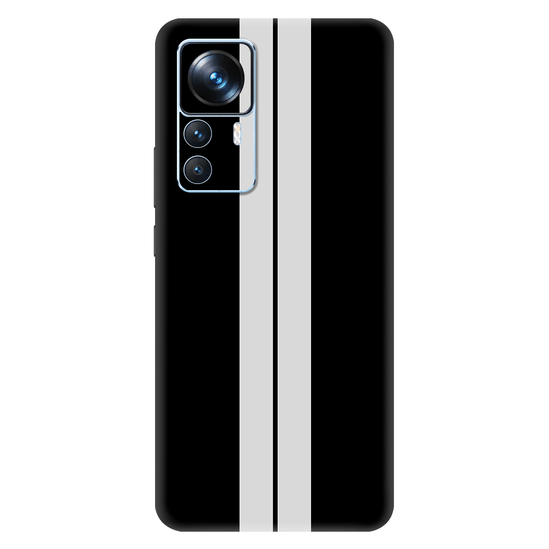 Xiaomi 12T / 12T Pro Kaplama Siyah Çift Beyaz Şerit