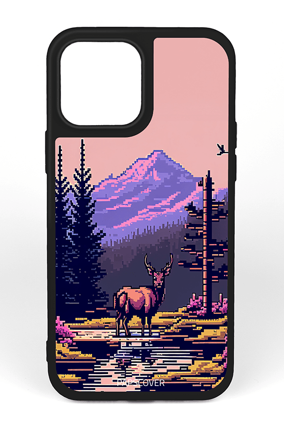 iPhone 14 Pro Max Silikon Kılıf Pixel Art Geyik