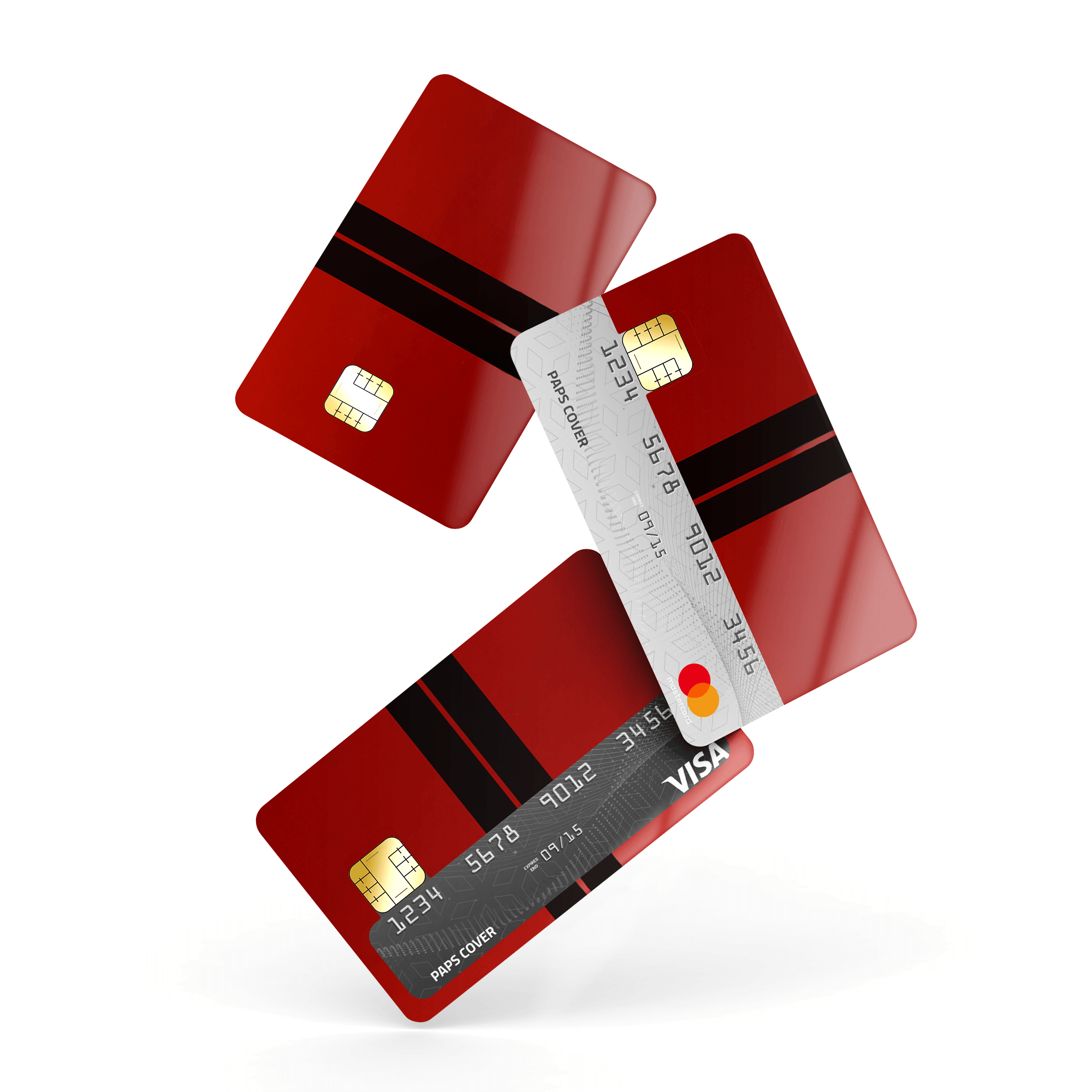 Kredi Kartı Kaplama / Sticker - Ateş Kırmızısı Çift Siyah Şerit