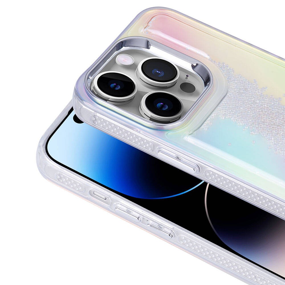 iPhone 14 Pro Max Kılıf Airbagli Renkli Arka Yüzey Boncuk Tasarımlı Kumul