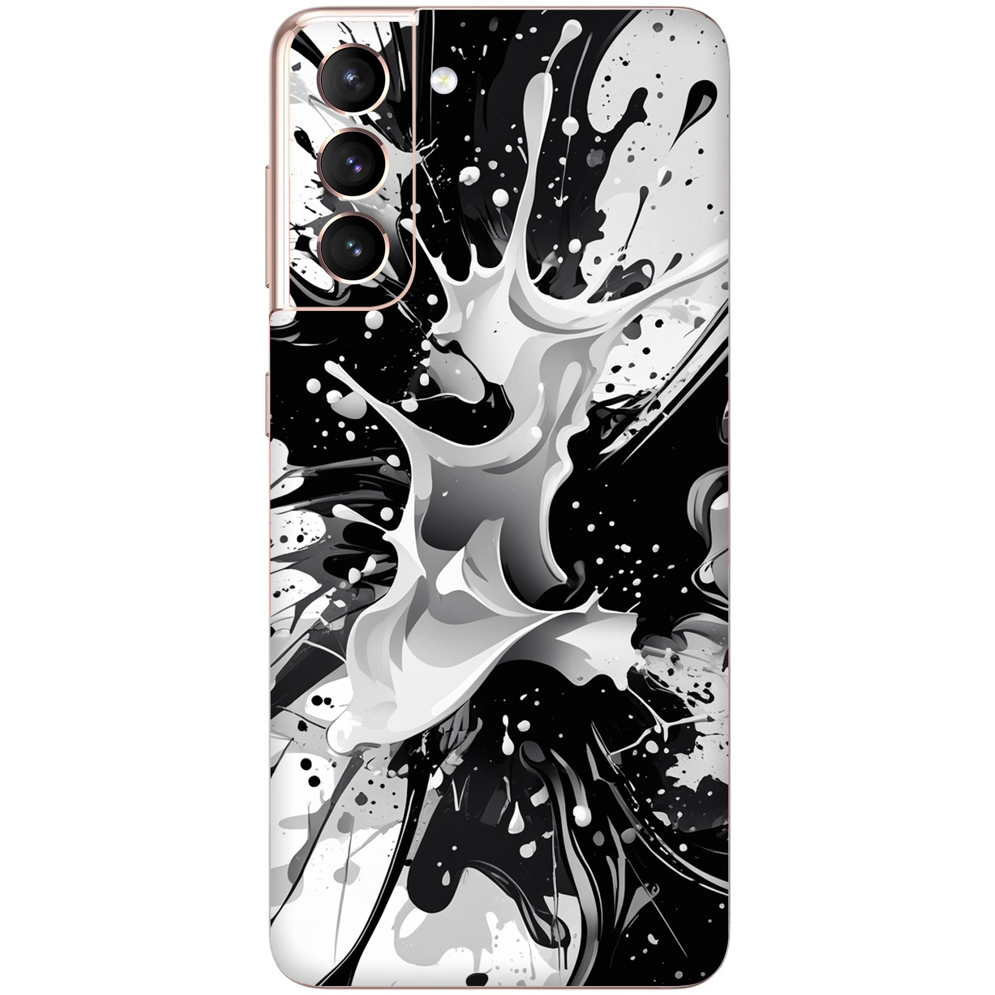 Samsung S21 Kaplama Siyah Beyaz Boya