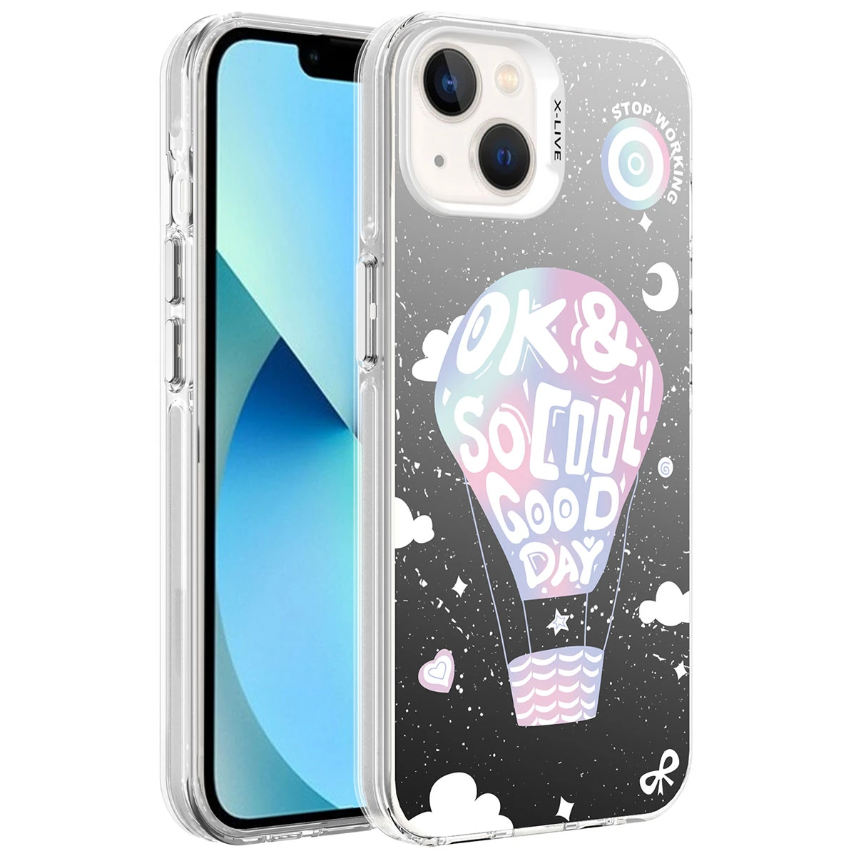 iPhone 13 Kılıf Desenli Silver Sert