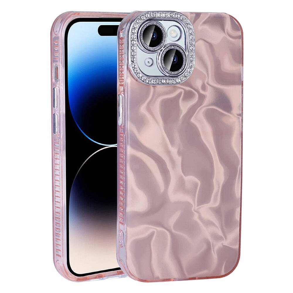 iPhone 15 Plus Kılıf Airbagli Parlak Taş Detay Tasarımlı Esila
