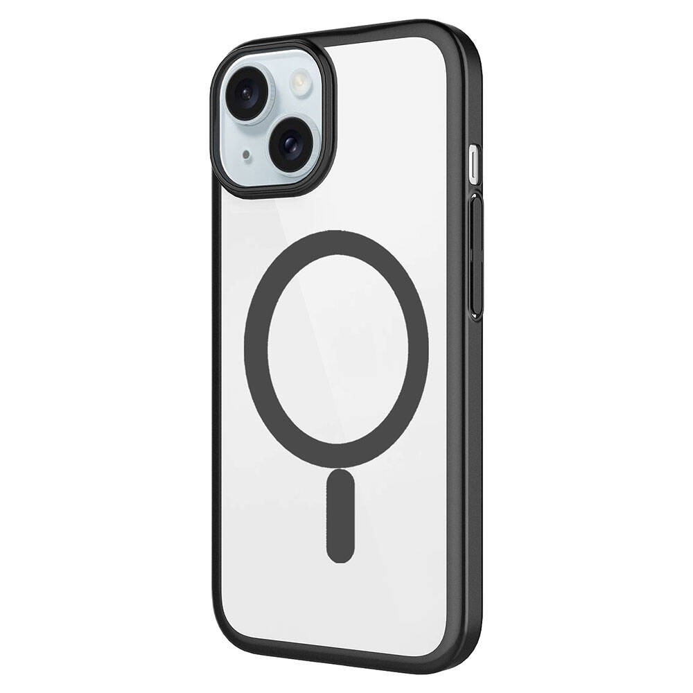 iPhone 15 Plus Kılıf Wireless Şarj Özellikli Sert PC Mat Riksos M-safe