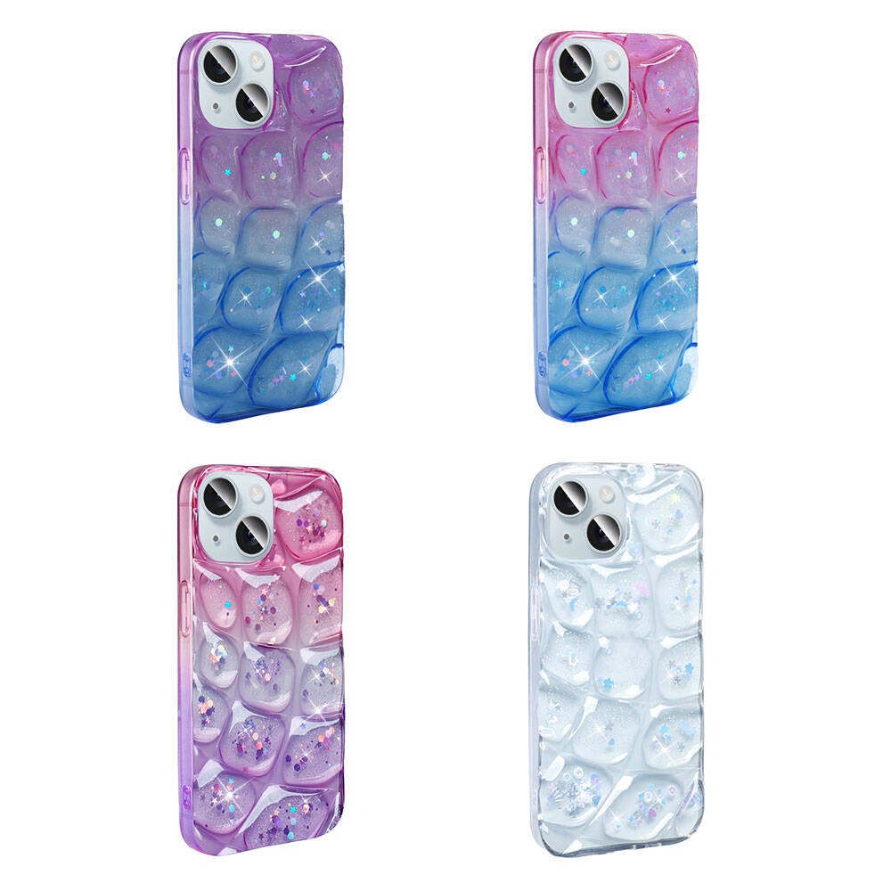 iPhone 15 Kılıf Simli 3D Desenli Hacar
