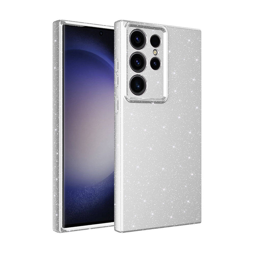 Galaxy S24 Ultra Kılıf Kamera Korumalı Simli Lüks Koton