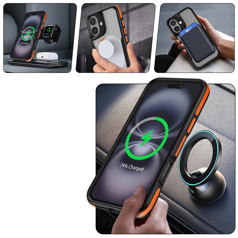 iPhone 16 Plus Kılıf M-safe Şarj - Renkli Kenar