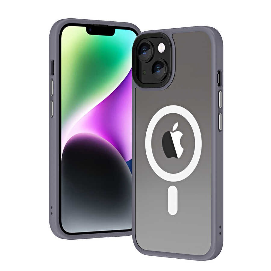 iPhone 14 Plus Kılıf Wireless Şarj Özellikli Hibrit M-safe