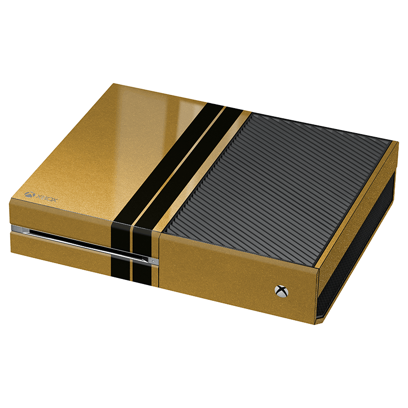 Xbox One Kaplama Metalik Altın Çift Siyah Şerit