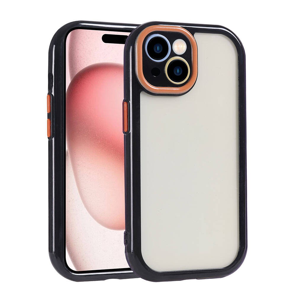 iPhone 15 Kılıf Kamera Korumalı Renkli Kenar ve Çerçeve Tasarımlı Vitamin