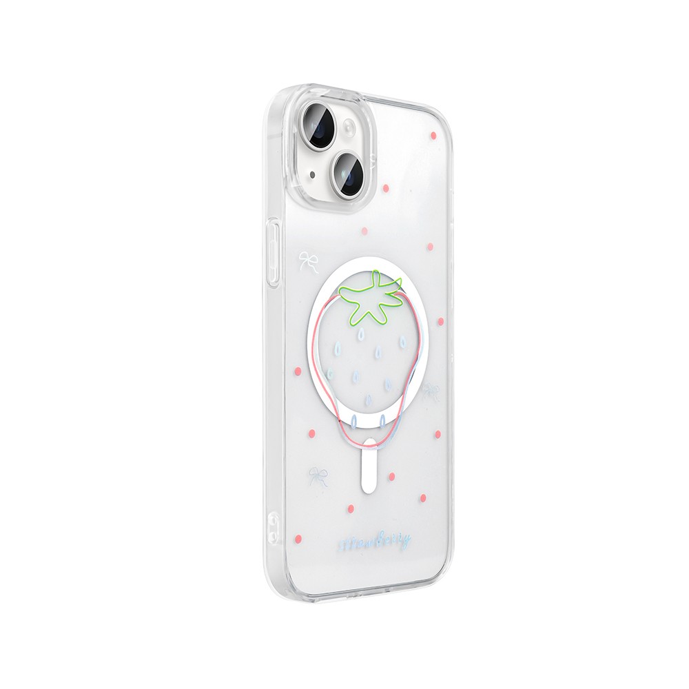 Apple iPhone 13 Kılıf M-Safe Şarj Özellikli Şeffaf Zore Folk Sert Kapak
