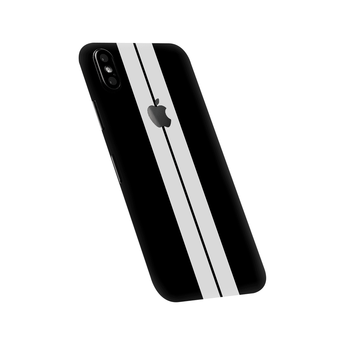 iPhone Xs Kaplama Siyah Çift Beyaz Şerit