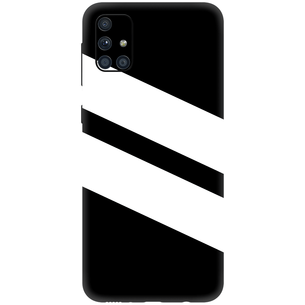 Samsung M51 Kaplama Siyah Beyaz Şerit