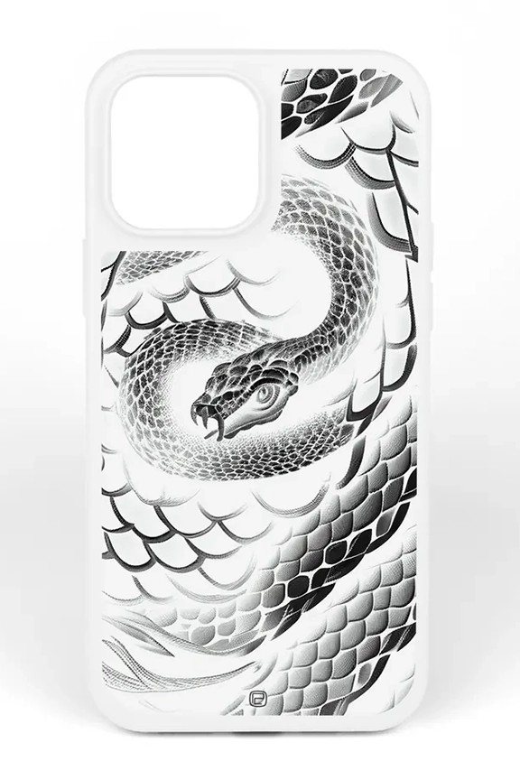 iPhone 12 Pro Max Silikon Kılıf Siyah Beyaz Yılan