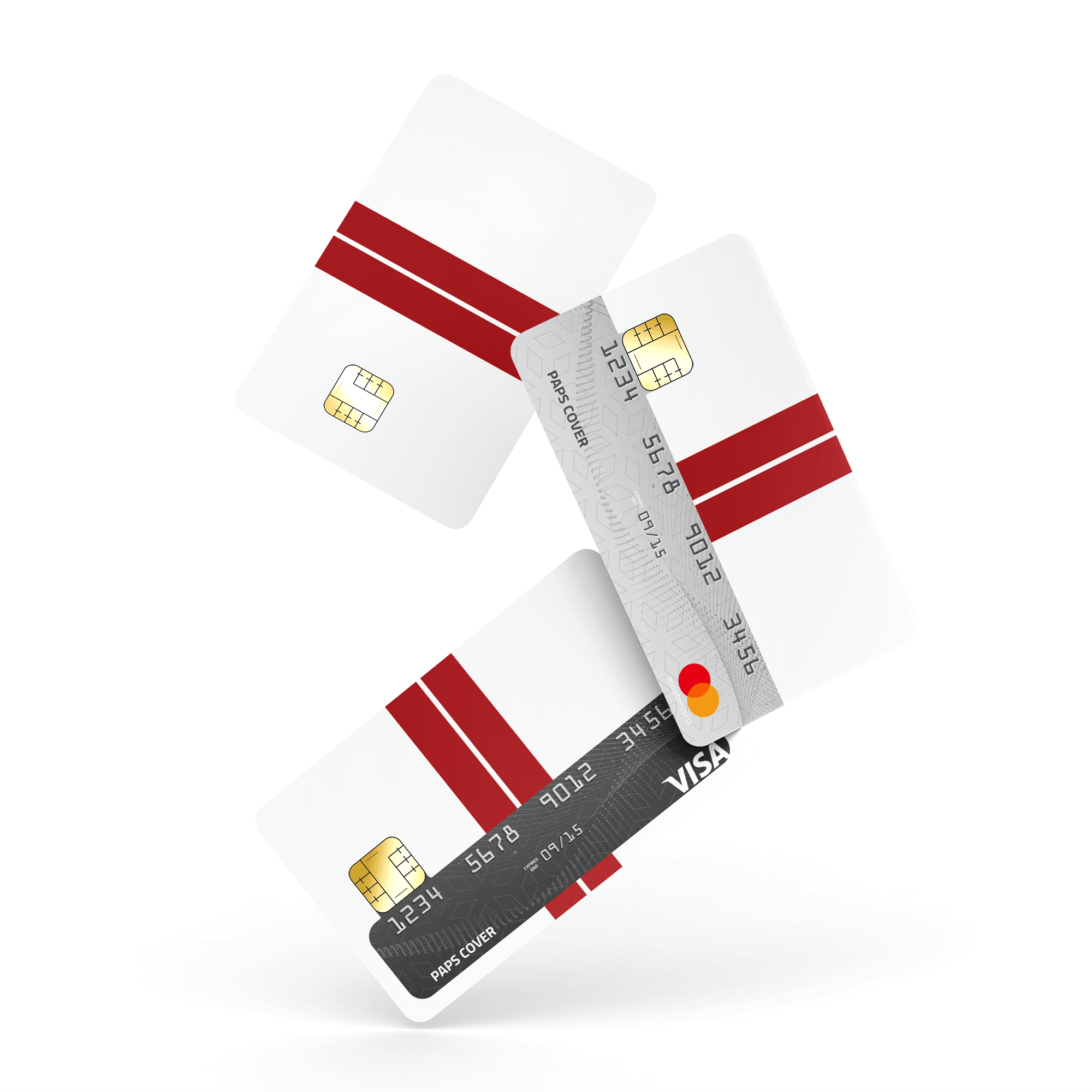 Kredi Kartı Kaplama / Sticker - Beyaz Çift Kırmızı Şerit