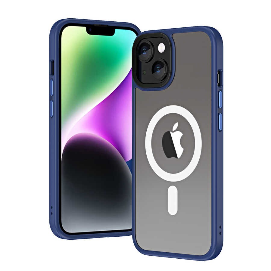 iPhone 14 Plus Kılıf Wireless Şarj Özellikli Hibrit M-safe