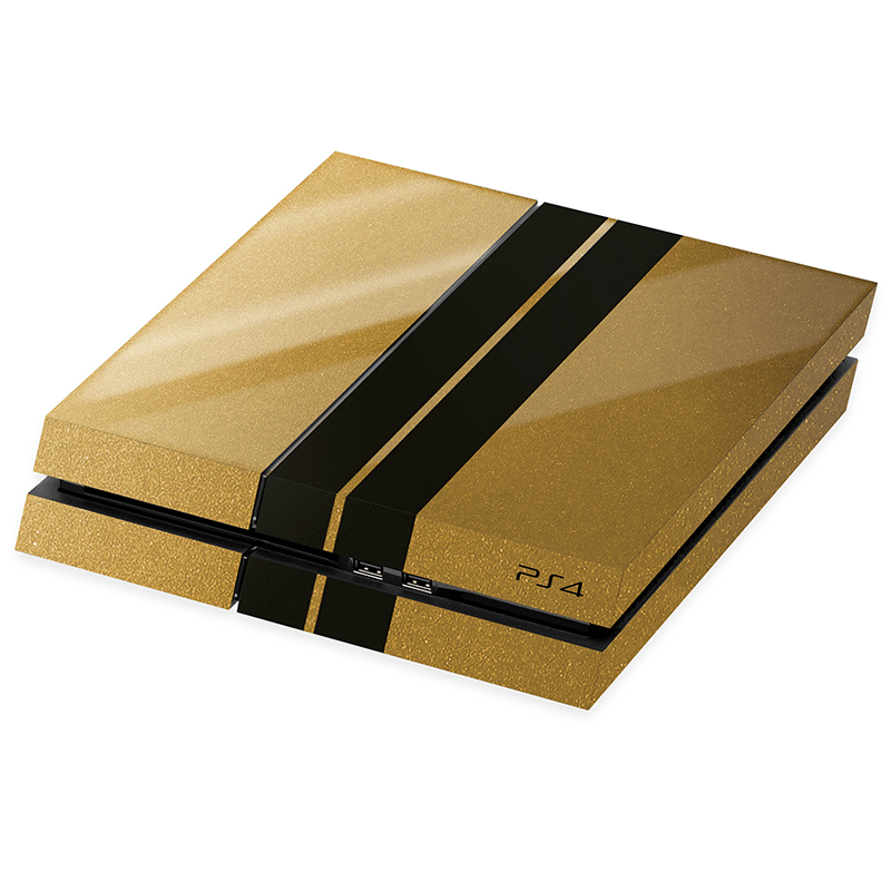 PlayStation 4 Kaplama Metalik Altın Çift Siyah Şerit